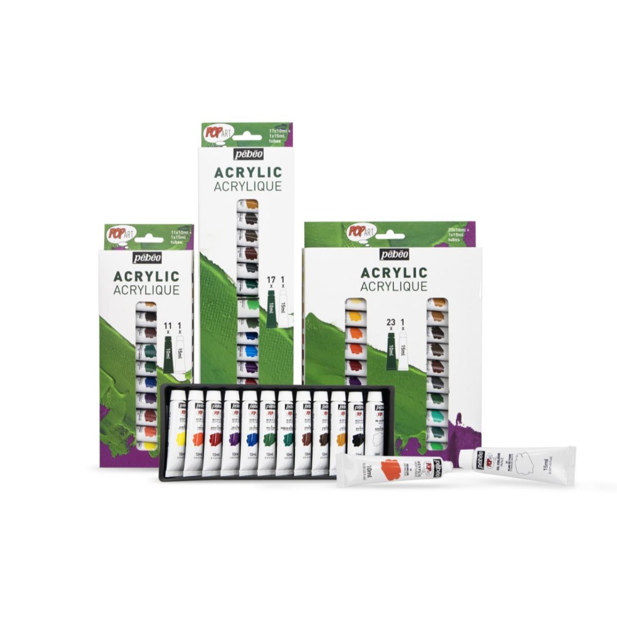 Kit Tinta Acrílica Pebeo Pop Art - 12 Core Pebeo