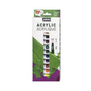 Kit Tinta Acrílica Pebeo Pop Art - 12 Core