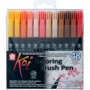 Koi Coloring Brush 48 Cores - Marcador Artístico  à Base de Água com Ponta Brush