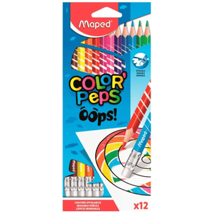 Lápis de Cor Apagável Maped Color Peps Oops - 12 Cores