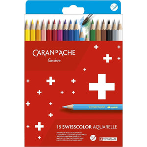 Lápis de Cor Aquarelável Caran D´Ache Swisscolor - 18 Cores