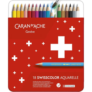 Lápis de Cor Aquarelável Caran D´Ache Swisscolor - Caixa c/ 18 Cores