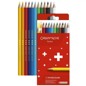 Lápis de Cor Caran D´Ache Swisscolor 12 Cores - Cardboard - Permanente