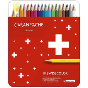 Lápis de Cor Caran D´Ache Swisscolor - 18 Cores - Estojo Lata