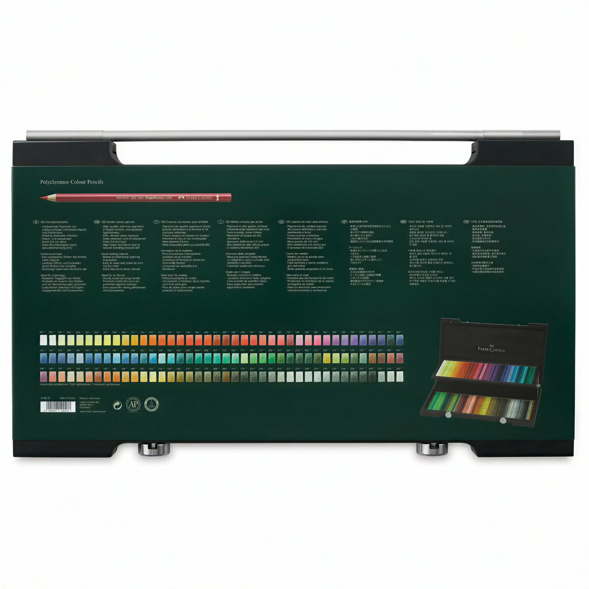 Lápis de Cor Faber-Castell Polychromos - 120 Lápis - Estojo Madeira Faber Castell