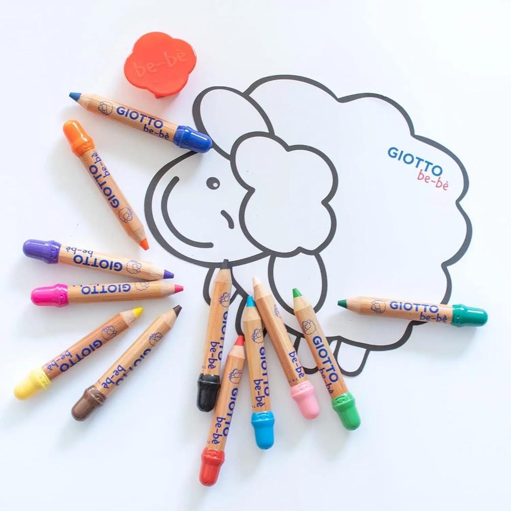 Lápis de Cor Jumbo Giotto BeBe - 12 Cores + Apontador Giotto