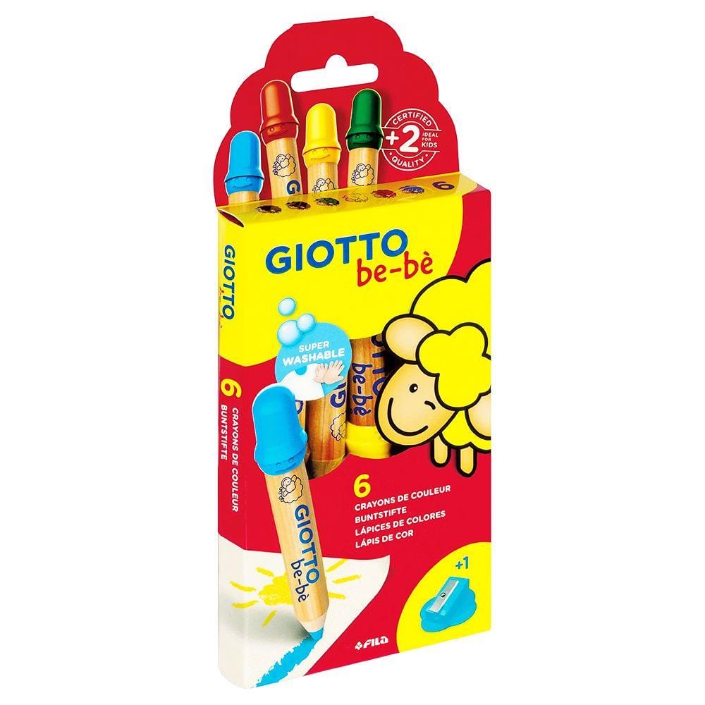 Lápis de Cor Jumbo Giotto BeBe - 6 Cores + Apontador Giotto