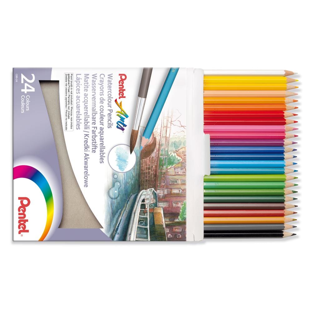 Lápis de Cor Pentel Aquarelável 24 Cores - CB9-24 Pentel