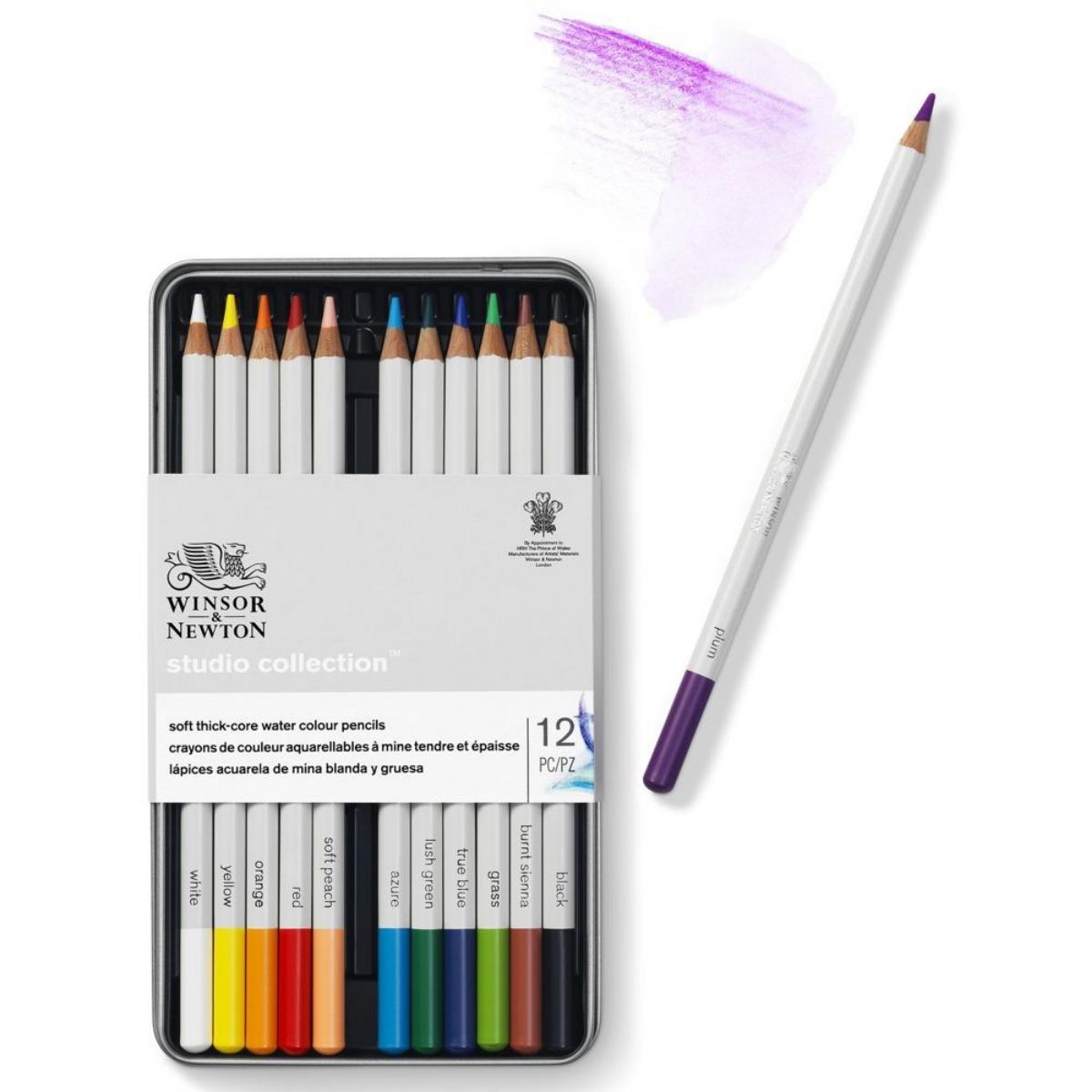 Lápis de Cor Winsor & Newton Aquarelável - Studio Collection 12 Cores Winsor & Newton