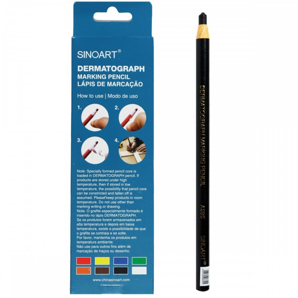Lápis Dermatográfico Sinoart c/12 - Preto Sinoart
