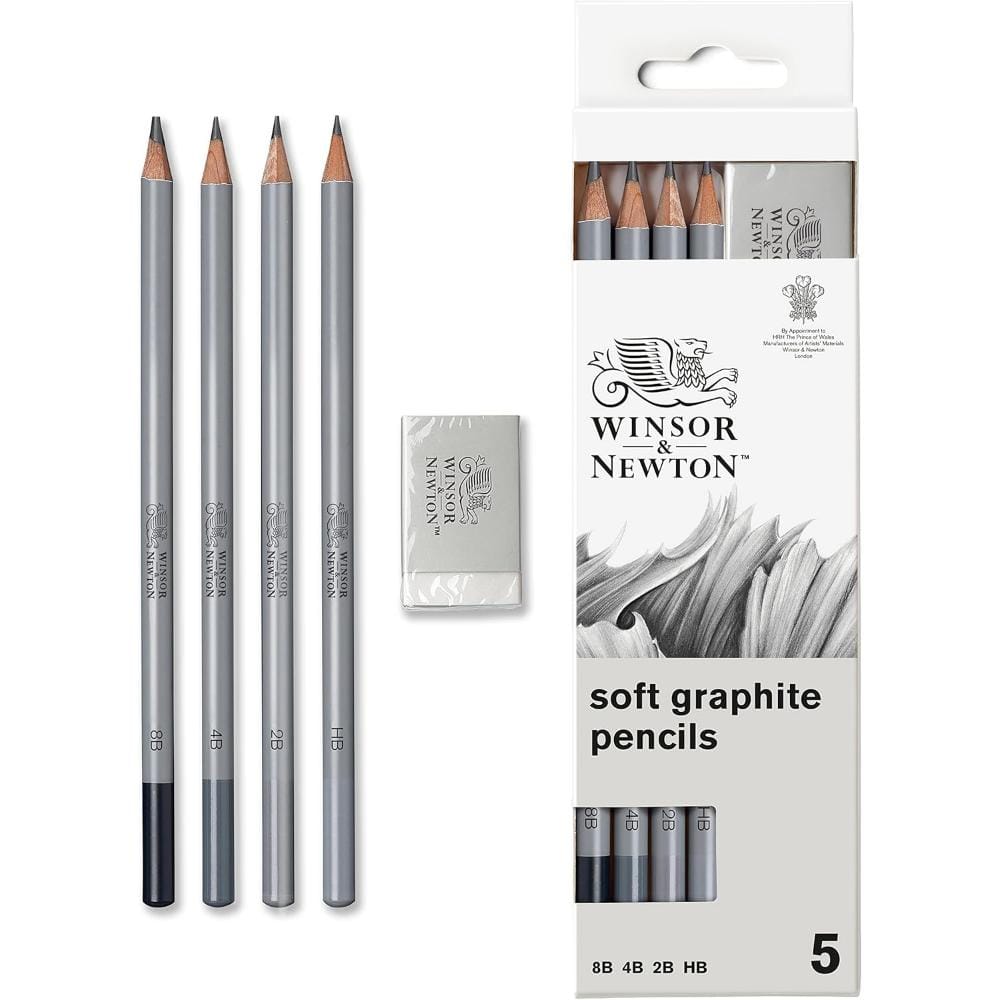 Lápis Para Desenho Graduado Winsor & Newton - 4 Lápis e Borracha Winsor & Newton