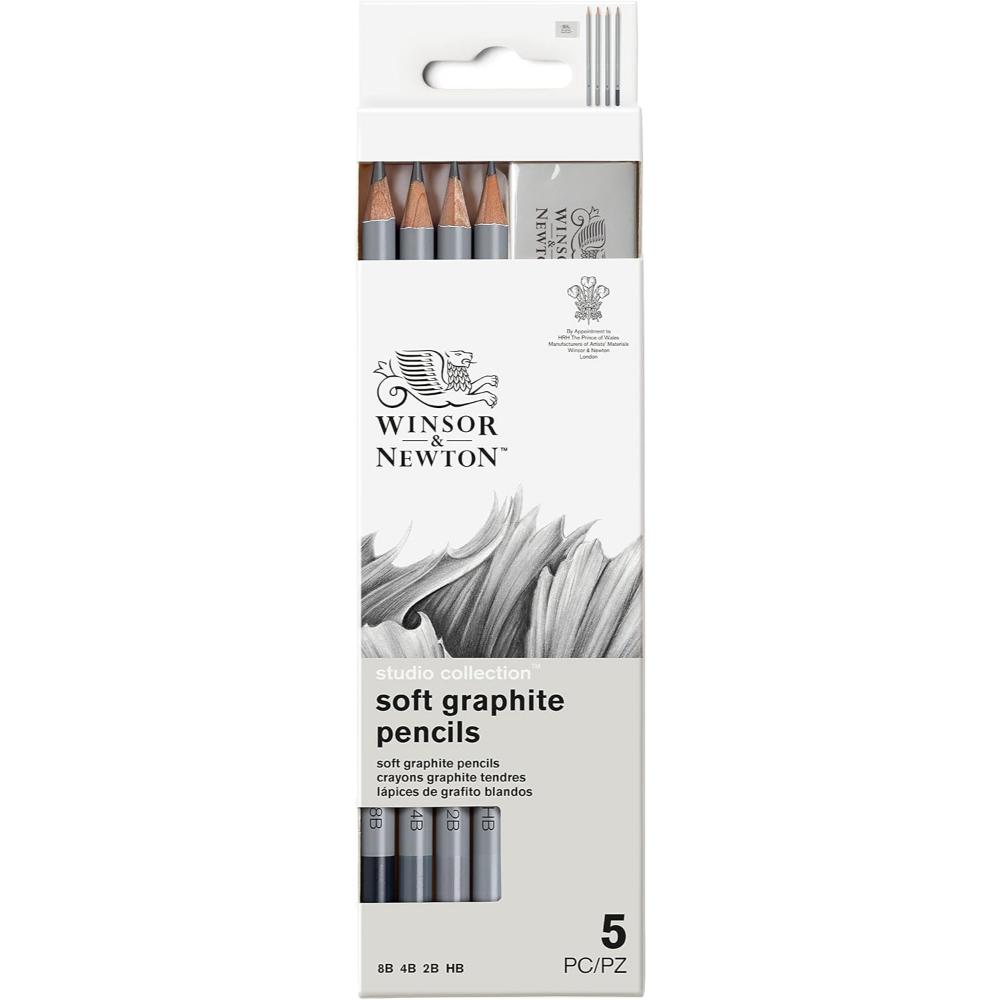 Lápis Para Desenho Graduado Winsor & Newton - 4 Lápis e Borracha Winsor & Newton Lápis e Lapiseiras