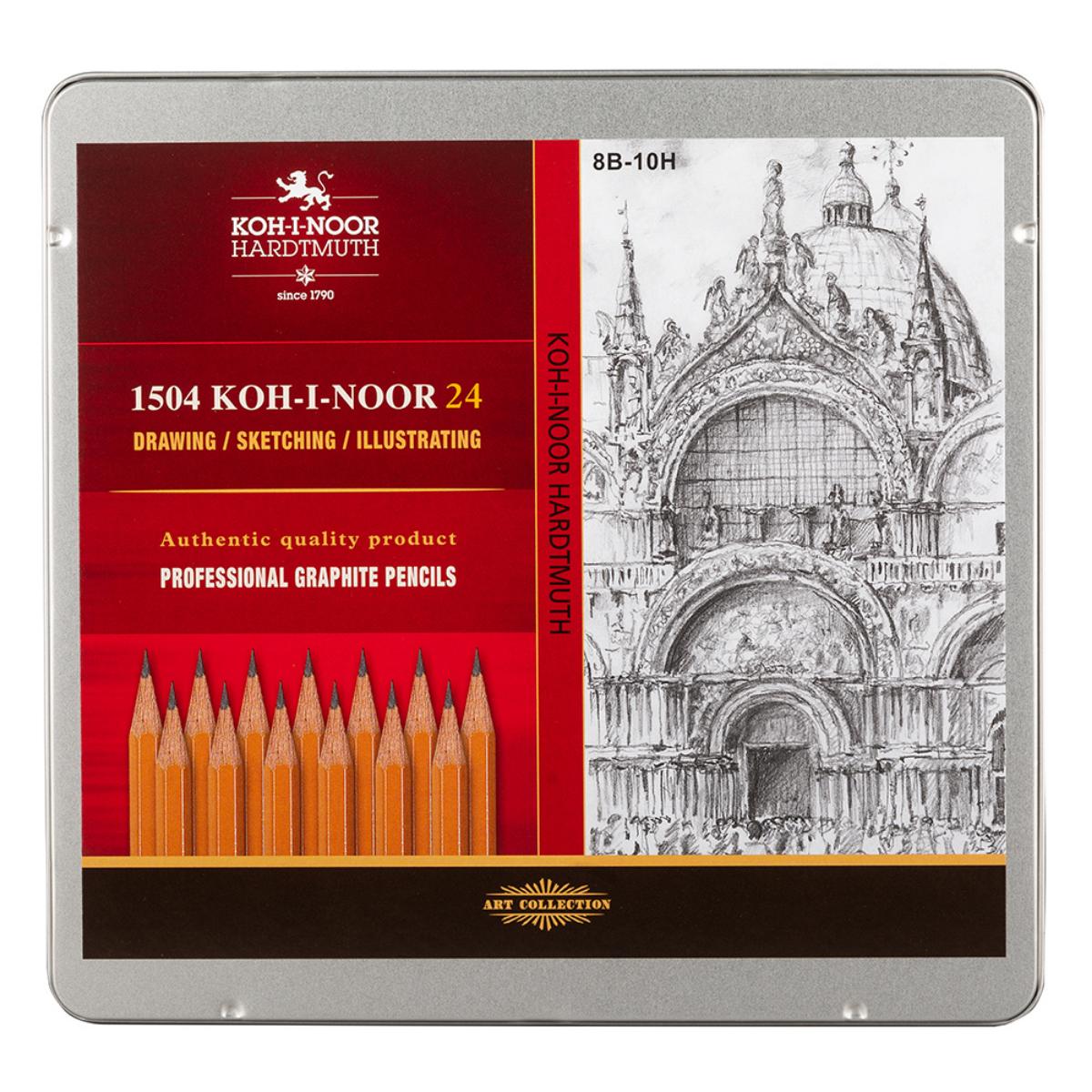 Lápis Para Desenho Koh‑I‑Noor 1504 - 24 lápis (10H–8B) Livraria Skilo