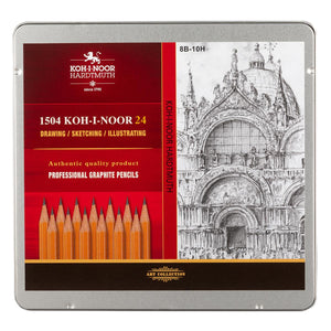 Lápis Para Desenho Koh‑I‑Noor 1504 - 24 lápis (10H–8B)