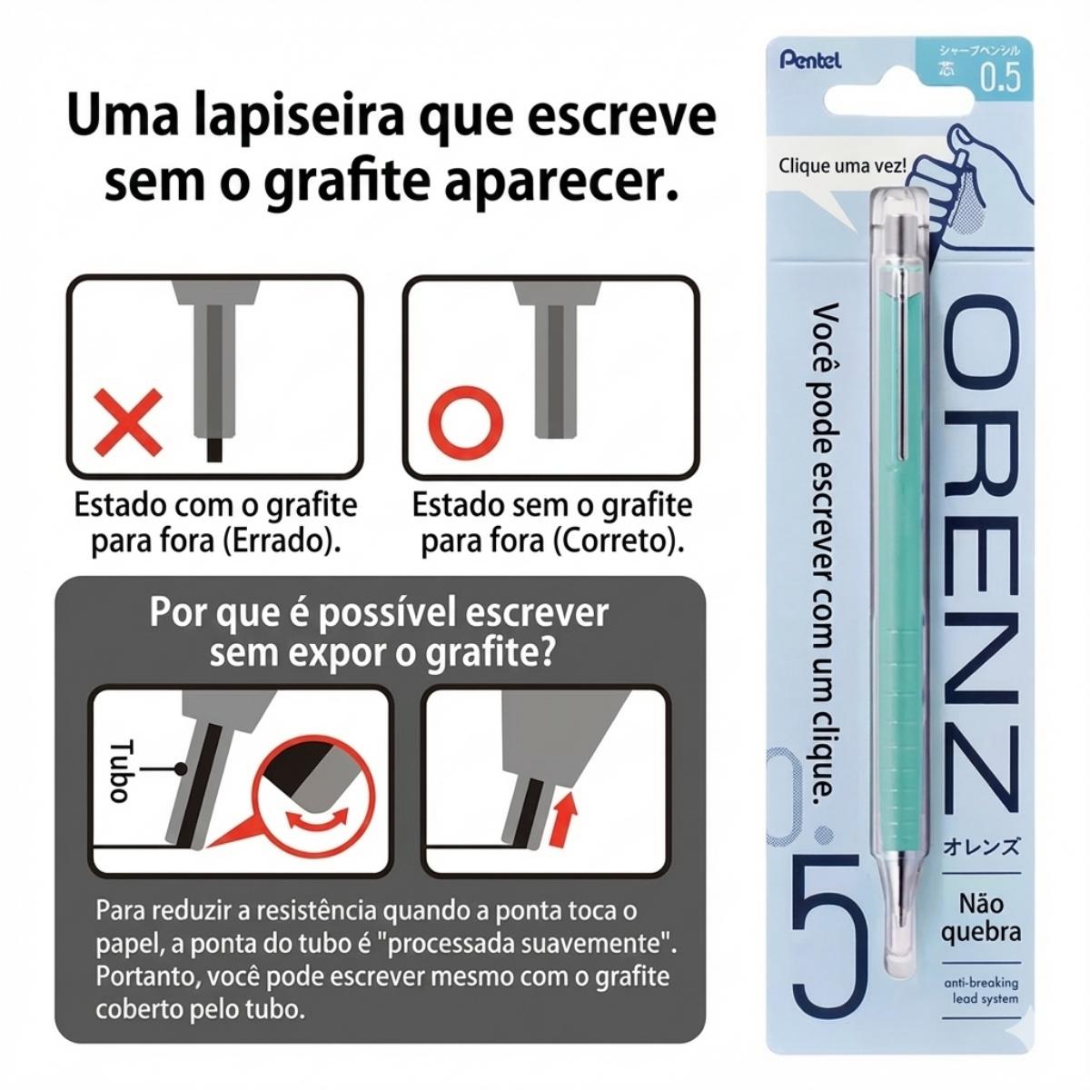 Lapiseira Pentel Orenz Colors - 0,5mm - Verde Pentel