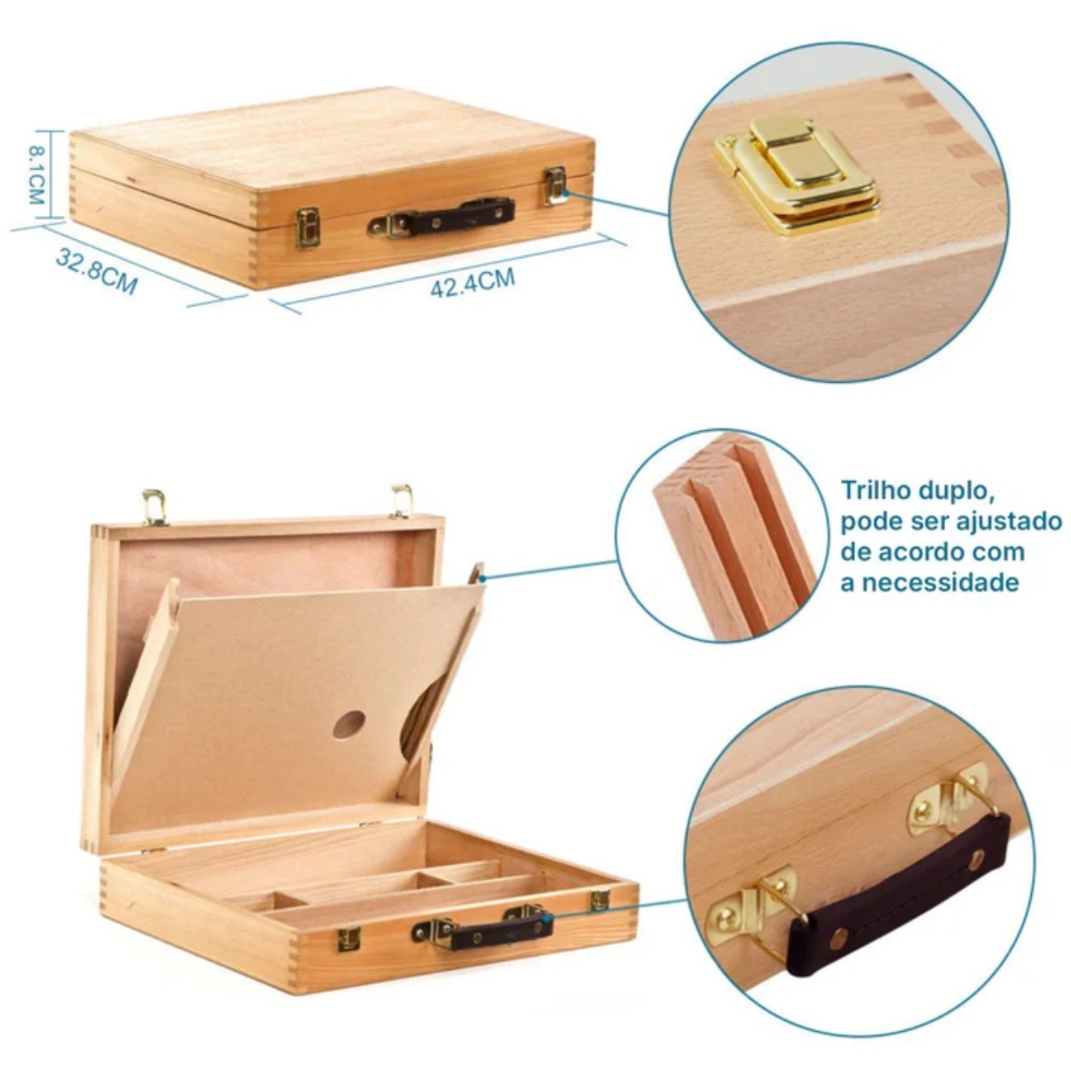 Maleta do Artista Sinoart Art Box Com Paleta Removível - E0041 Livraria Skilo