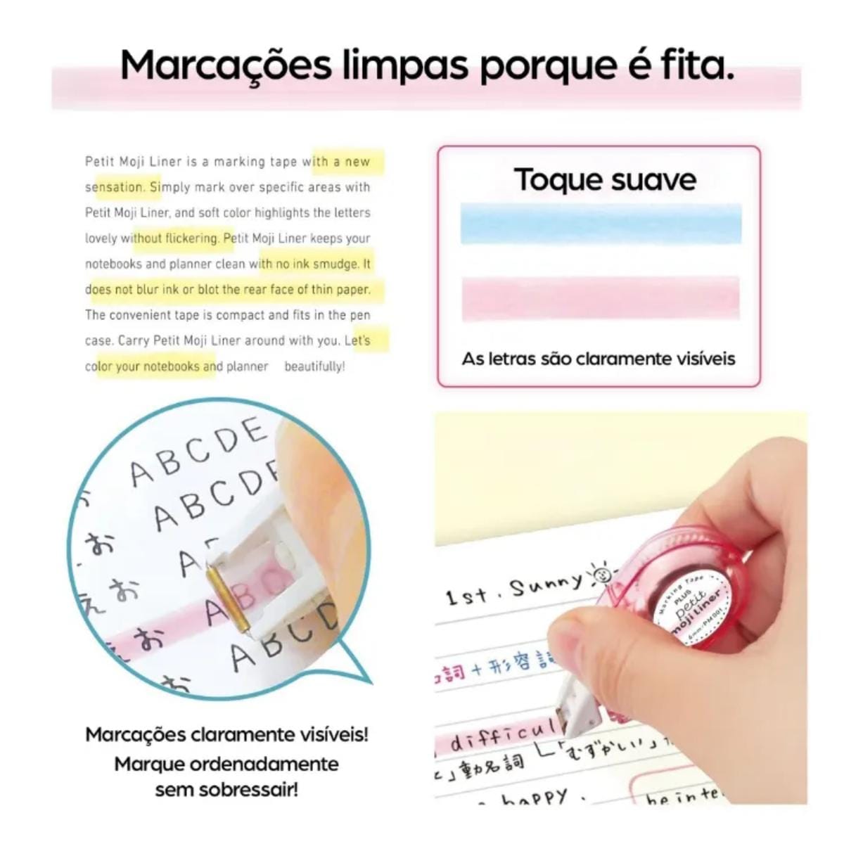 Marca Texto em Fita - Petit Moji Liner - Plus Plus