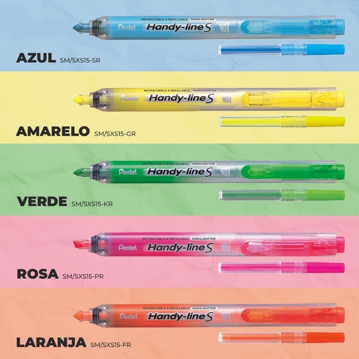 Marca Texto Pentel Handy Lines - Retrátil e Recarregável Pentel