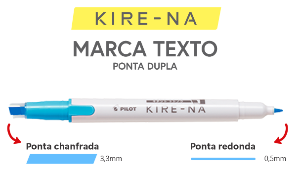 Marca Texto Pilot Kirena - Ponta Dupla - Kit com 5 Cores Pilot Marca Texto