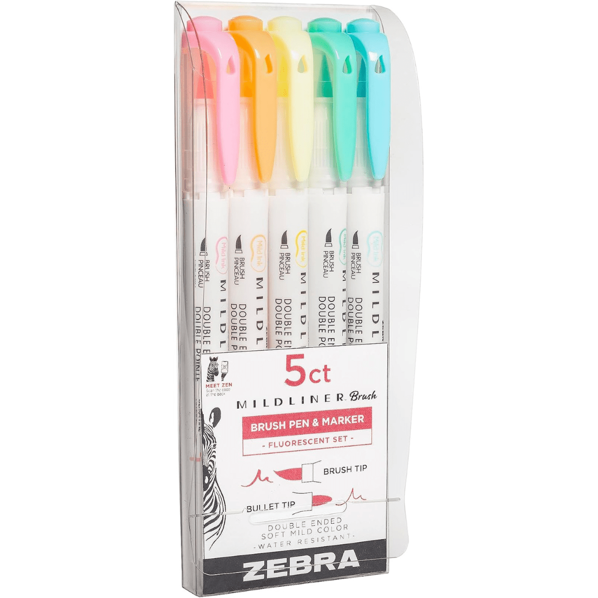 Marca Texto Zebra Mildliner - Caixa com 5 Cores Neon Zebra