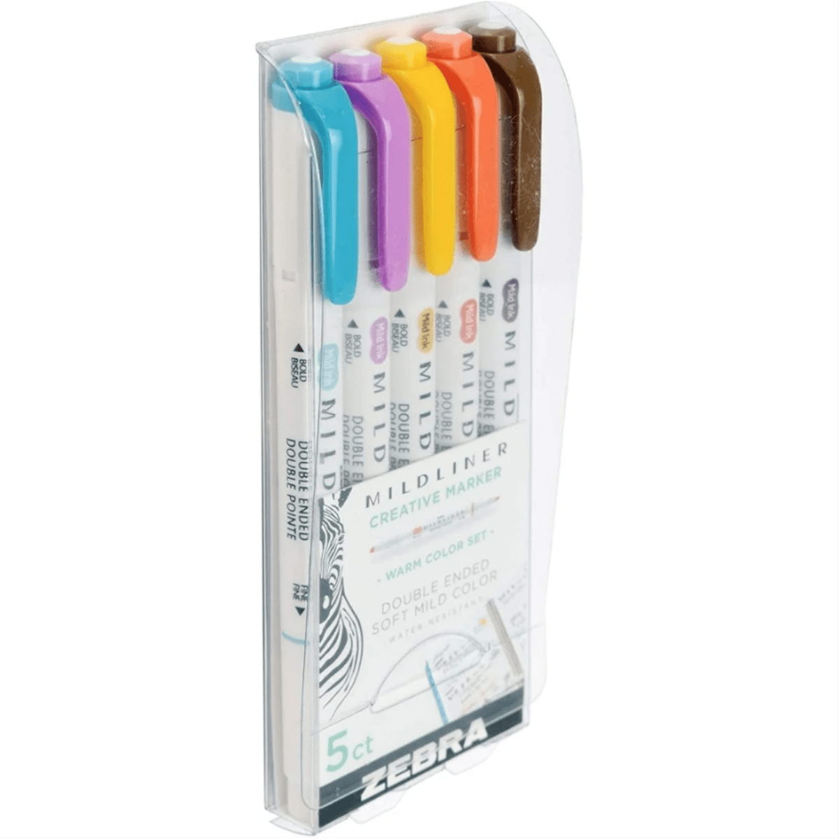 Marca Texto Zebra Mildliner - Caixa com 5 Tons Pastel Zebra