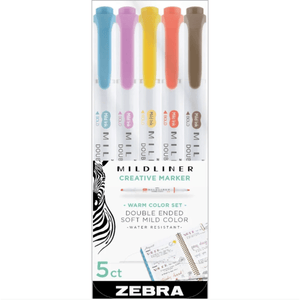 Marca Texto Zebra Mildliner - Caixa com 5 Tons Pastel