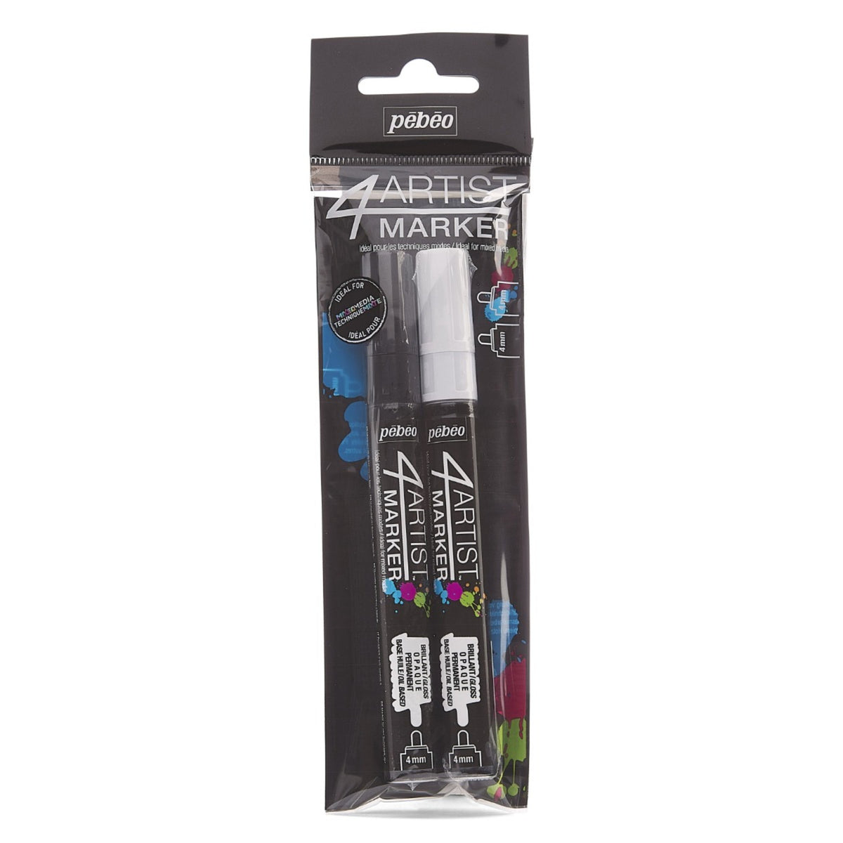 Marcador a Óleo Pébéo 4Artist - Set com 2 - 4mm - Black e White Pebeo
