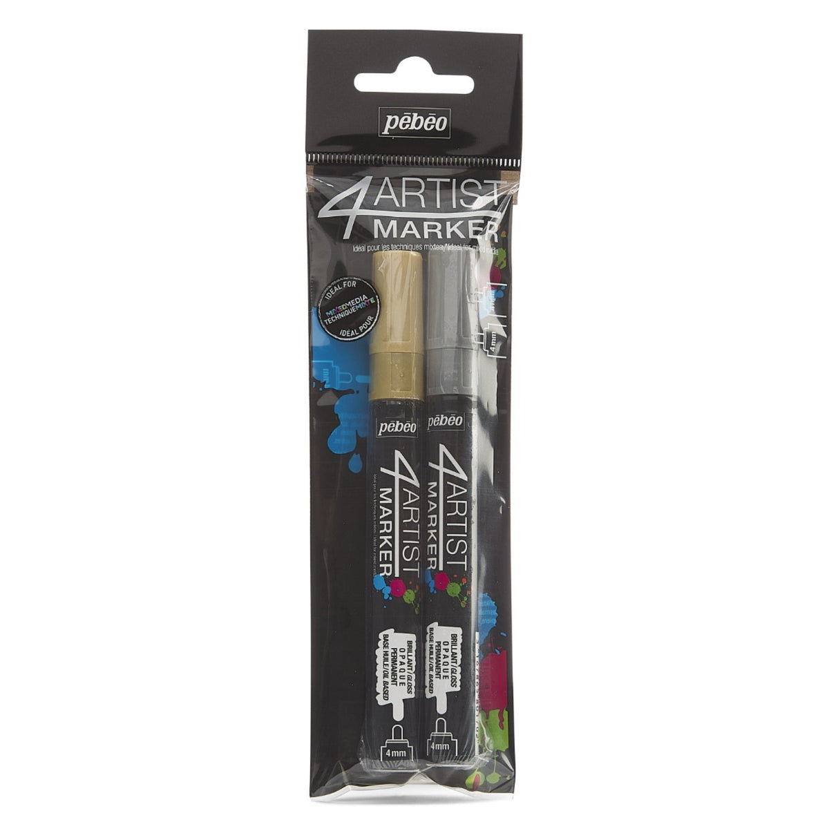 Marcador a Óleo Pébéo 4Artist - Set com 2 - 4mm - Gold e Silver Pebeo