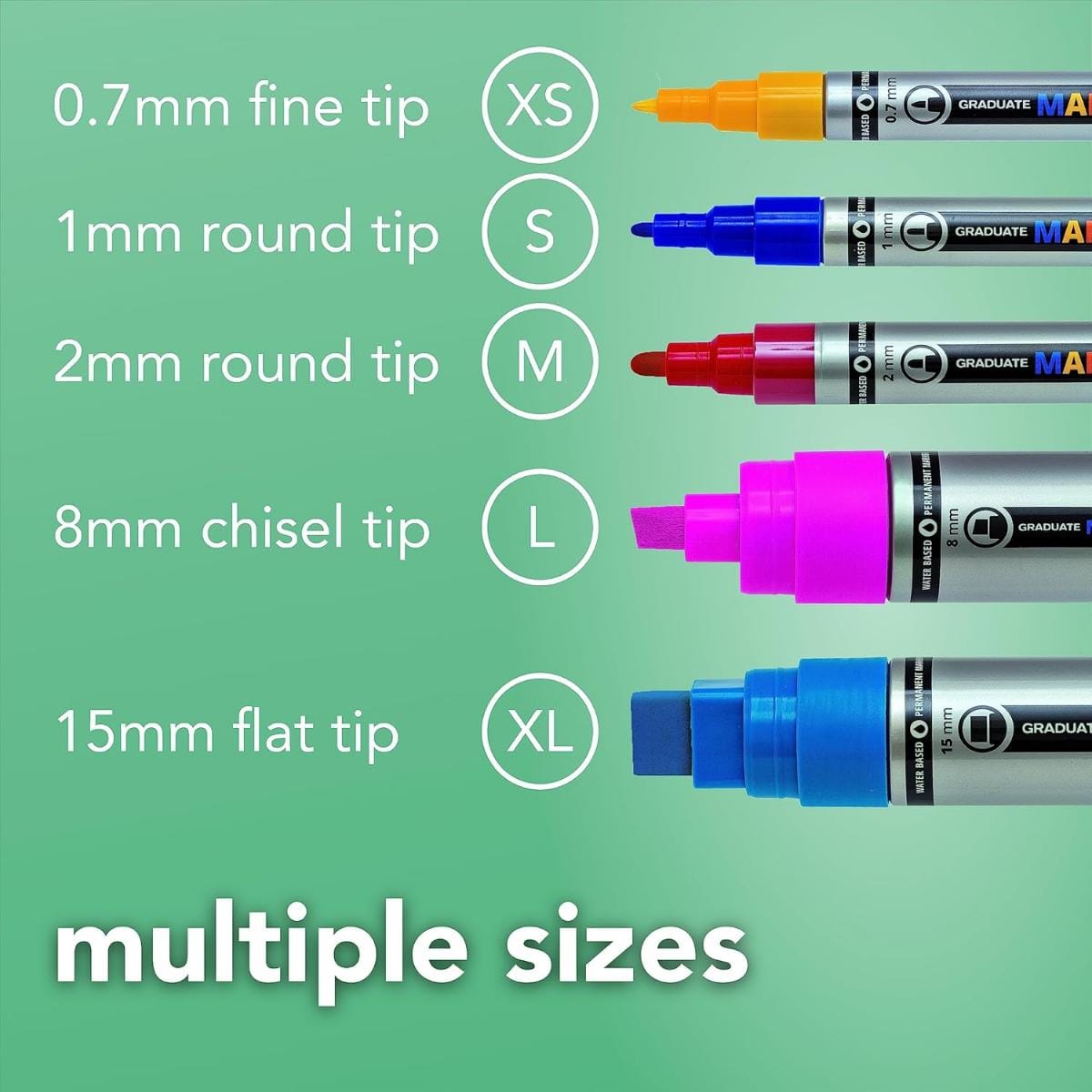 Marcador  Acrílico Lyra Graduate Mark All - 12 Cores - Ponta 2mm Lyra