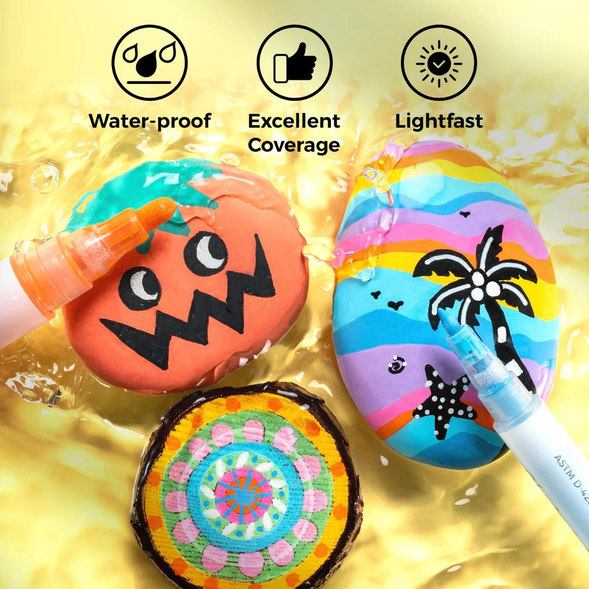 Marcador Acrílico Ohuhu - 48 Unidades - 24 Ponta Média + 24 Ponta Grossa Ohuhu