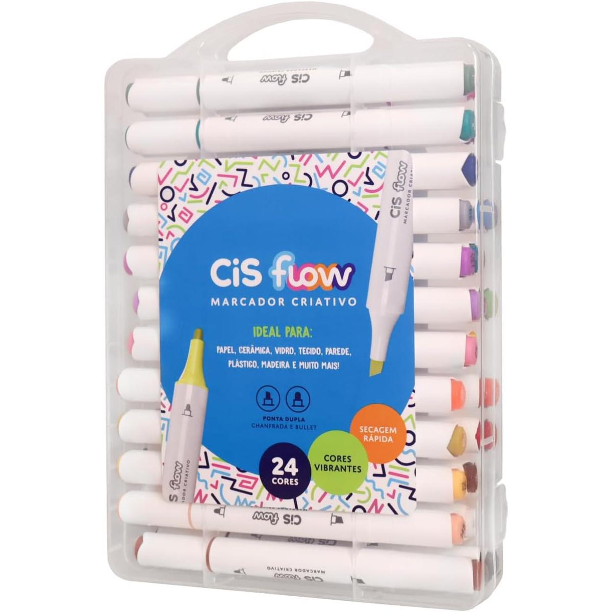 Marcador Cis Flow - Multisuperfície - 12 Cores Cis