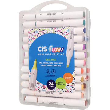 Marcador Cis Flow - Multisuperfície - 12 Cores Cis
