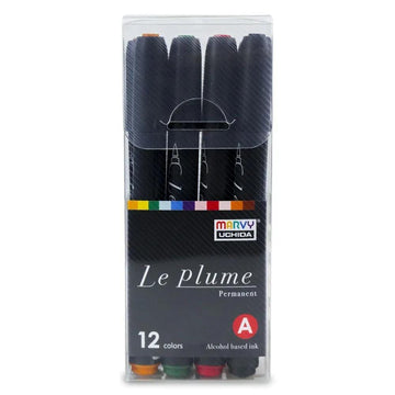 Marcador Le Plume 12 Cores - Marcador Artístico à Base de Álcool com  Ponta Brush Marvy Uchida
