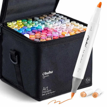 Marcador Ohuhu 104 Cores + 1 - Honolulu - Ponta Brush e Chanfrada Livraria Skilo