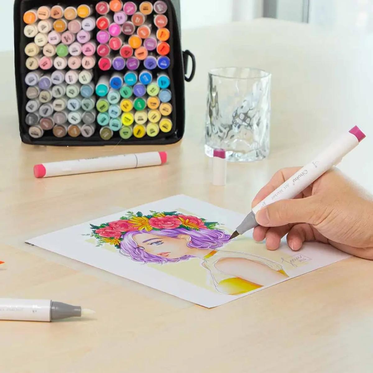 Marcador Ohuhu 104 Cores + 1 - Honolulu - Ponta Brush e Chanfrada Livraria Skilo