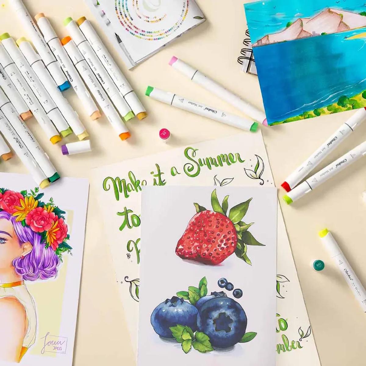 Marcador Ohuhu 104 Cores + 1 - Honolulu - Ponta Brush e Chanfrada Livraria Skilo