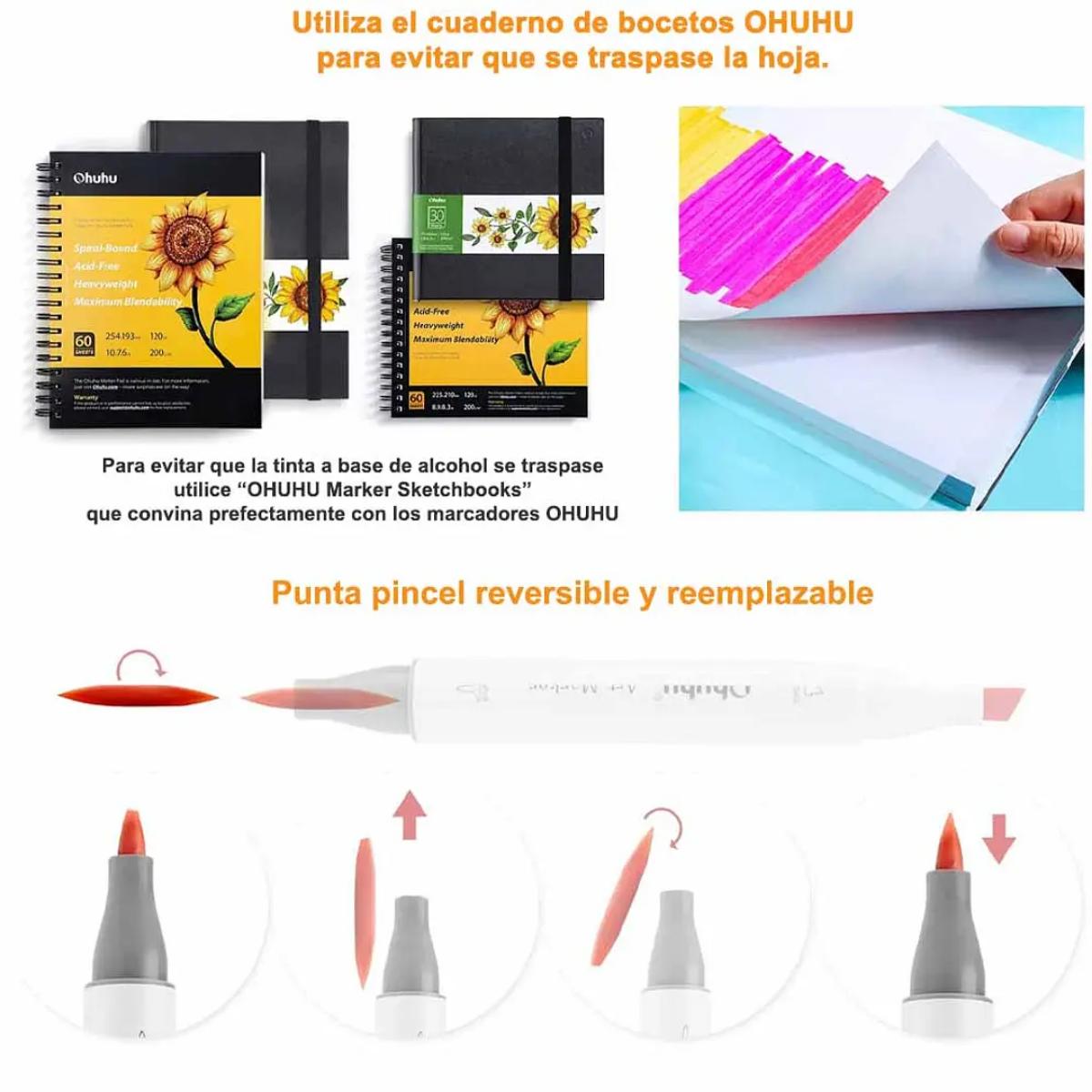 Marcador Ohuhu 104 Cores + 1 - Honolulu - Ponta Brush e Chanfrada Livraria Skilo