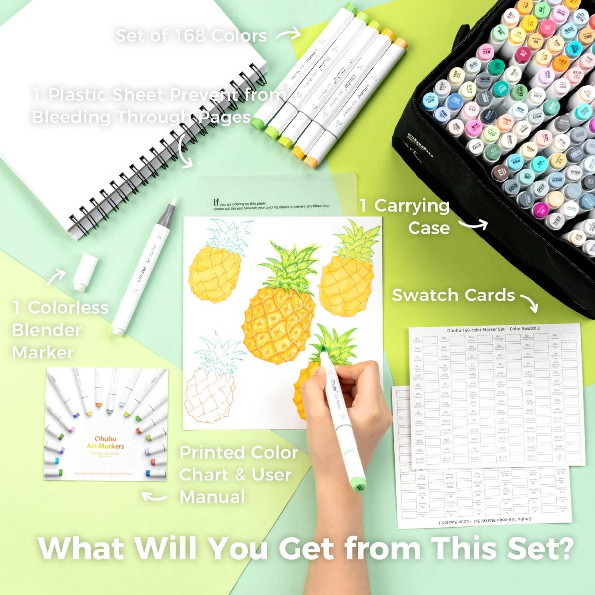 Marcador Ohuhu 120 Cores - Honolulu - Ponta Brush e Chanfrada Livraria Skilo