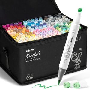 Marcador Ohuhu 168 Cores - Honolulu - Ponta Brush e Chanfrada