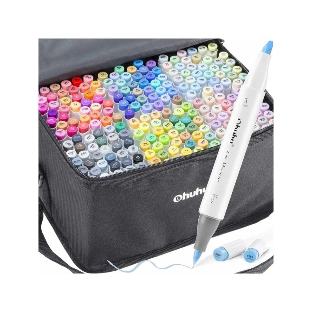 Marcador Ohuhu 216 Cores + 1 - Honolulu - Ponta Brush e Chanfrada Ohuhu