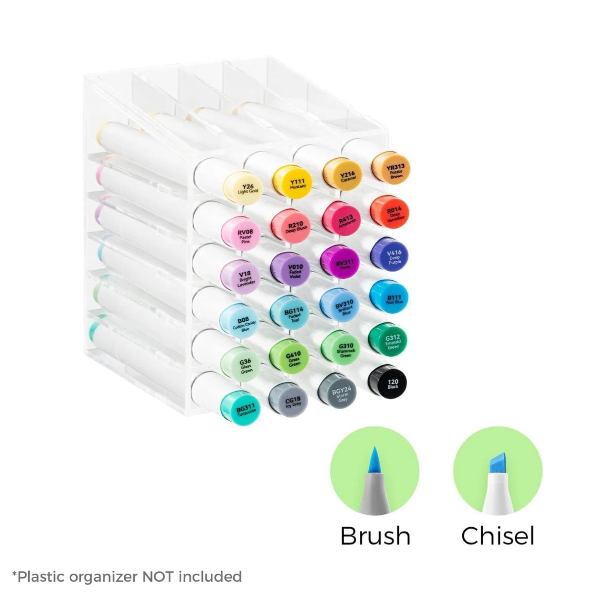 Marcador Ohuhu 24 Cores Básicas - Honolulu - Ponta Brush e Chanfrada Ohuhu