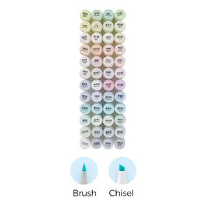 Marcador Ohuhu 48 Novos Tons Pastel - Honolulu - Ponta Brush e Chanfrada