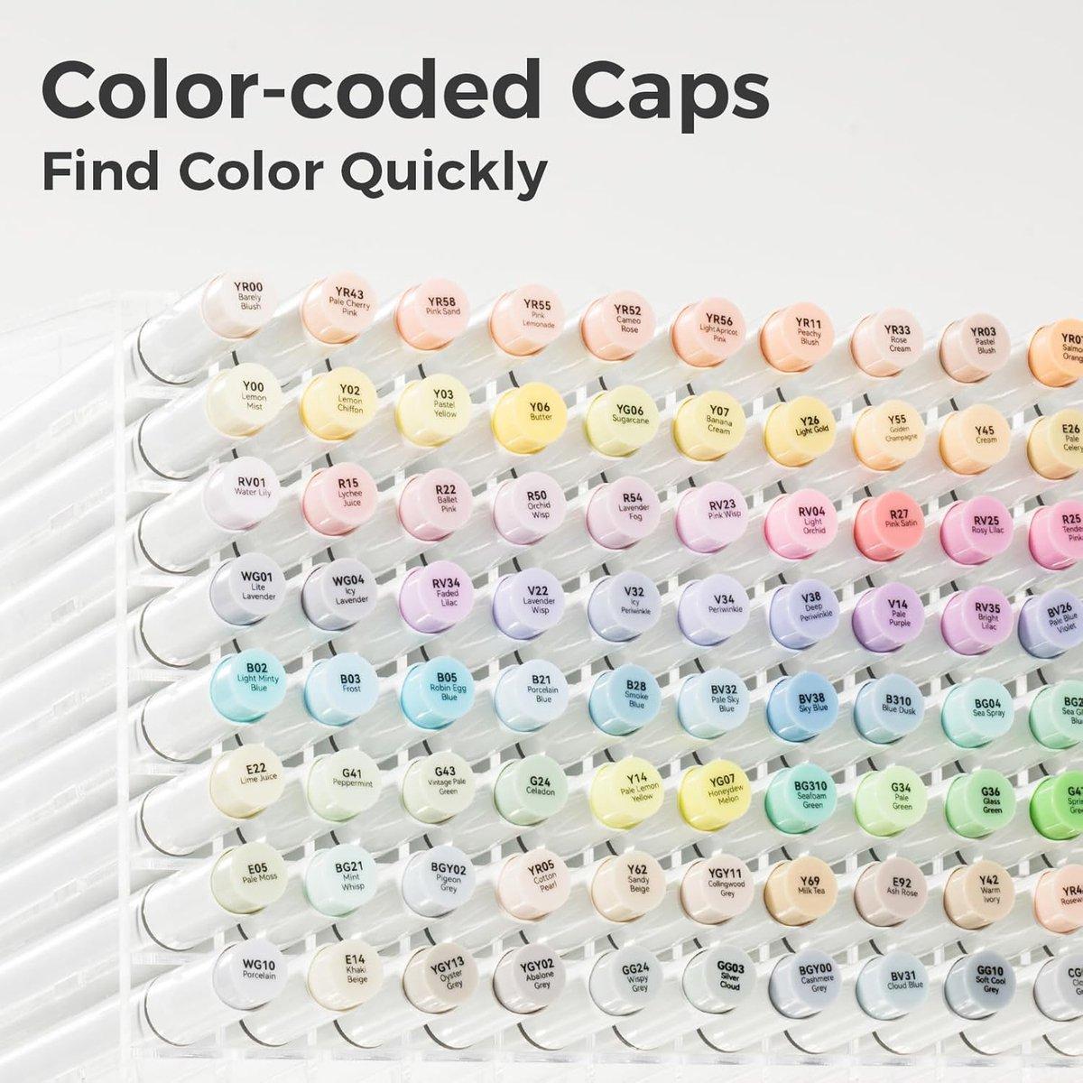 Marcador Ohuhu 48 Tons Pastel - Honolulu - Ponta Brush e Chanfrada Ohuhu