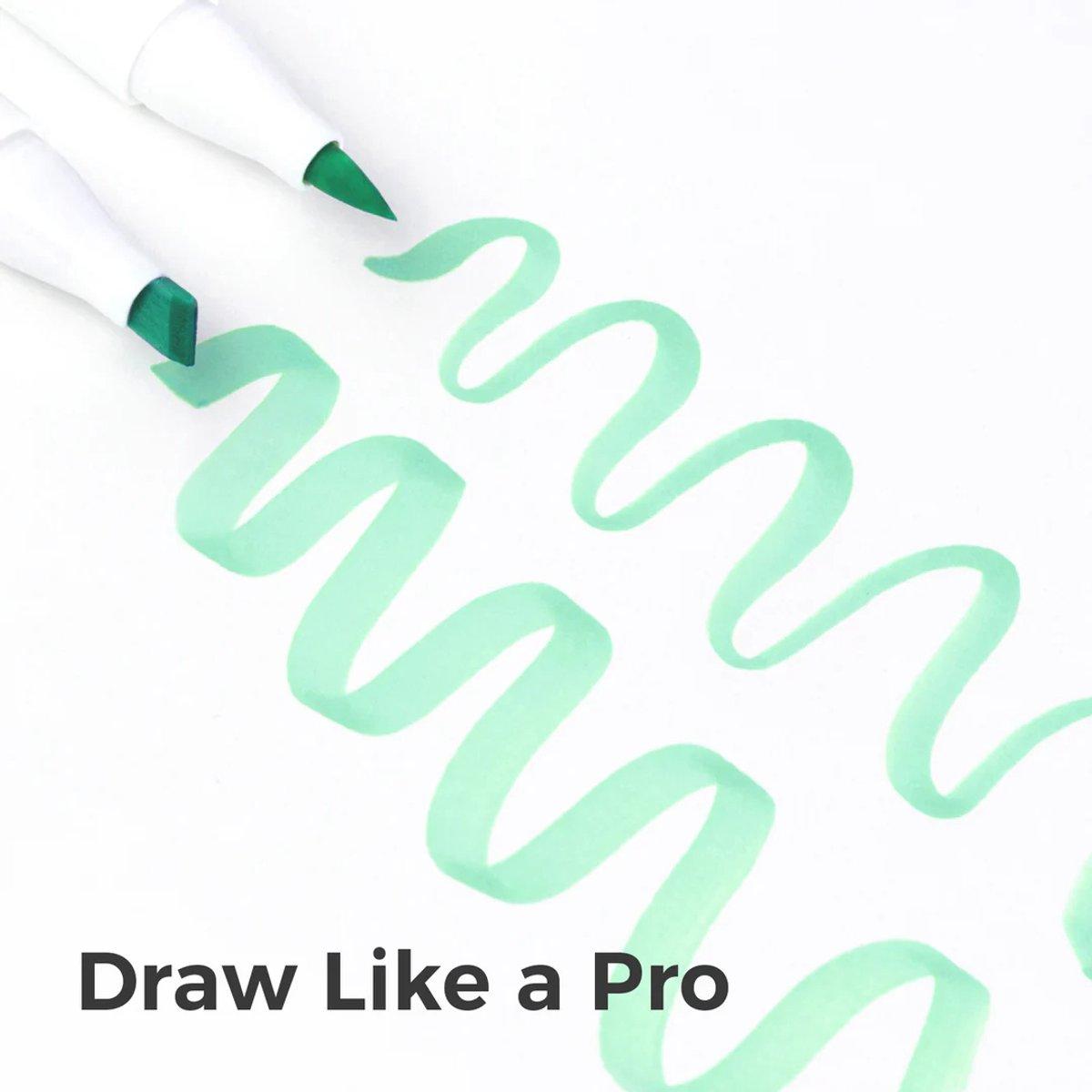 Marcador Ohuhu 48 Tons Pastel - Honolulu - Ponta Brush e Chanfrada Ohuhu