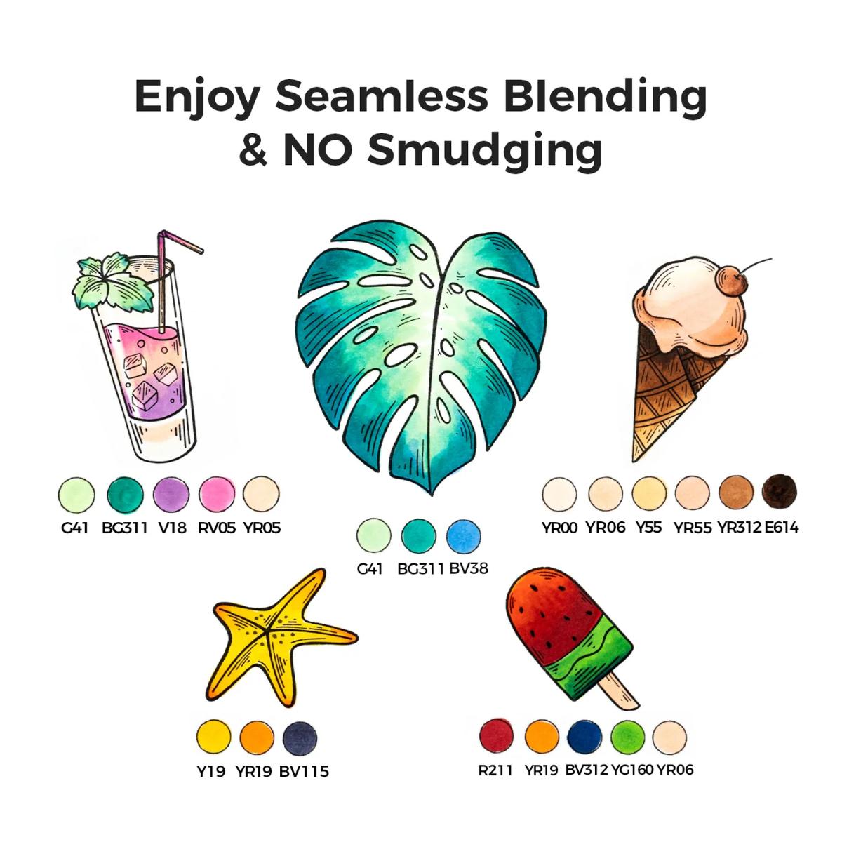 Marcador Ohuhu 6 Cores Básicas - Honolulu - Ponta Brush e Chanfrada Ohuhu