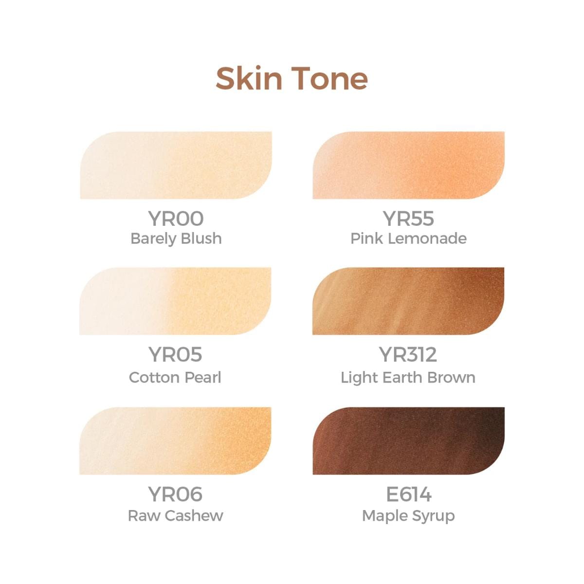 Marcador Ohuhu - 6 Tons de Pele - Honolulu - Ponta Brush e Chanfrada Ohuhu