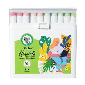 Marcador Ohuhu 60 Cores - Honolulu - Ponta Brush e Chanfrada