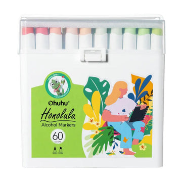 Marcador Ohuhu 60 Cores - Honolulu - Ponta Brush e Chanfrada Ohuhu