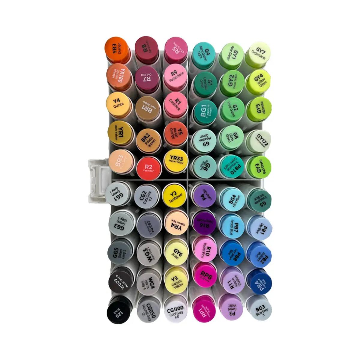 Marcador Ohuhu 60 Cores - Honolulu - Ponta Brush e Chanfrada Ohuhu