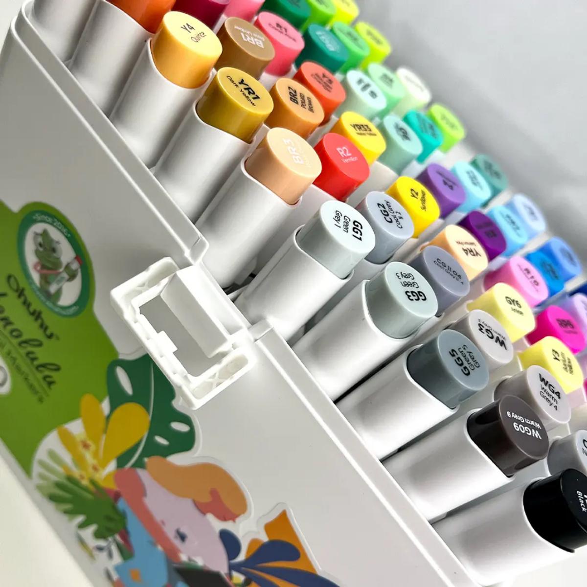 Marcador Ohuhu 60 Cores - Honolulu - Ponta Brush e Chanfrada Ohuhu